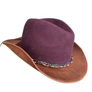 Outdoor Trading Company Unisex Leather & Wool Western Outdoor Hat Size XL